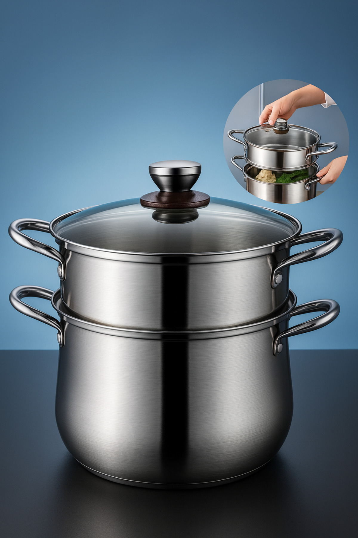 Transformacion 2 Katlı Japon Çeliği Buharlı Pişirme Tenceresi – Sağlıklı Yemek Sanatı 722665 fotoğrafı 5 (önizleme)