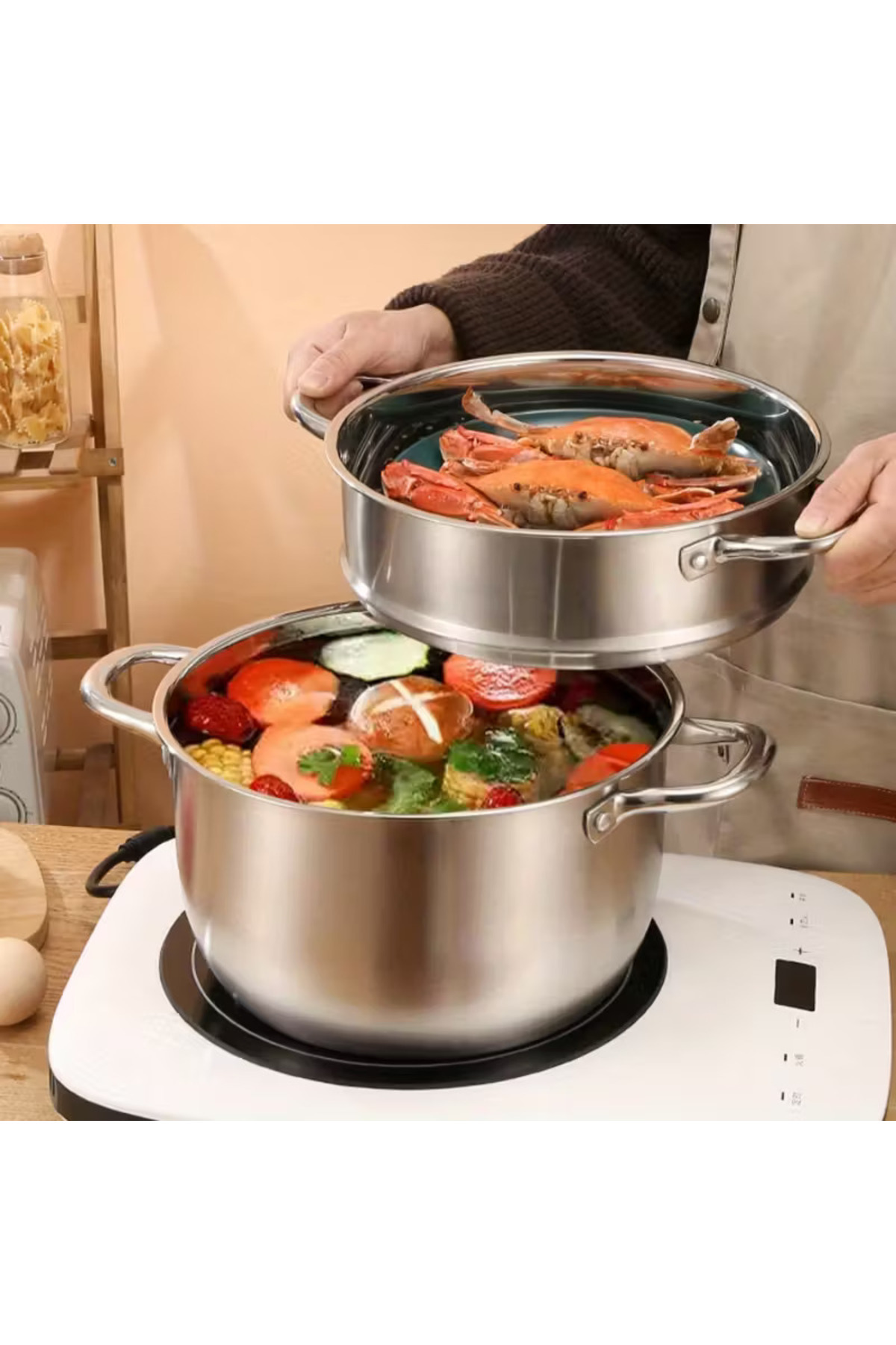 Transformacion 2 Katlı Japon Çeliği Buharlı Pişirme Tenceresi – Sağlıklı Yemek Sanatı 722665 fotoğrafı 3 (önizleme)