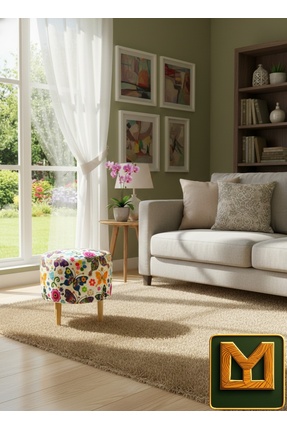 MEDET MOBİLYA puf diday puf bench ahşap ve raşel kumaşlı gürgen ayaklı rahat ...