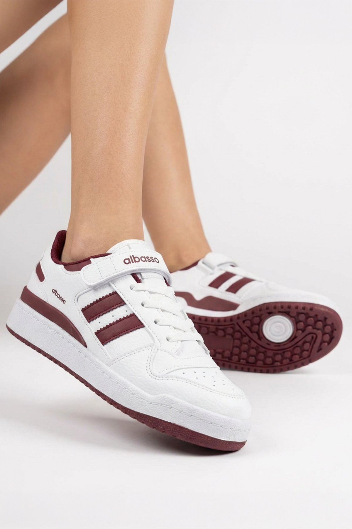 albasso  Sneaker Bordo Detaylı Konforlu Rahat Şık Unisex Erkek Kadın Günlük Spor Ayakkabı