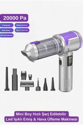 Protonust 20000pa Hava Ve Emiş Güçlü Mini Kablosuz Araç İçi Şarjlı Süpürge Ha...