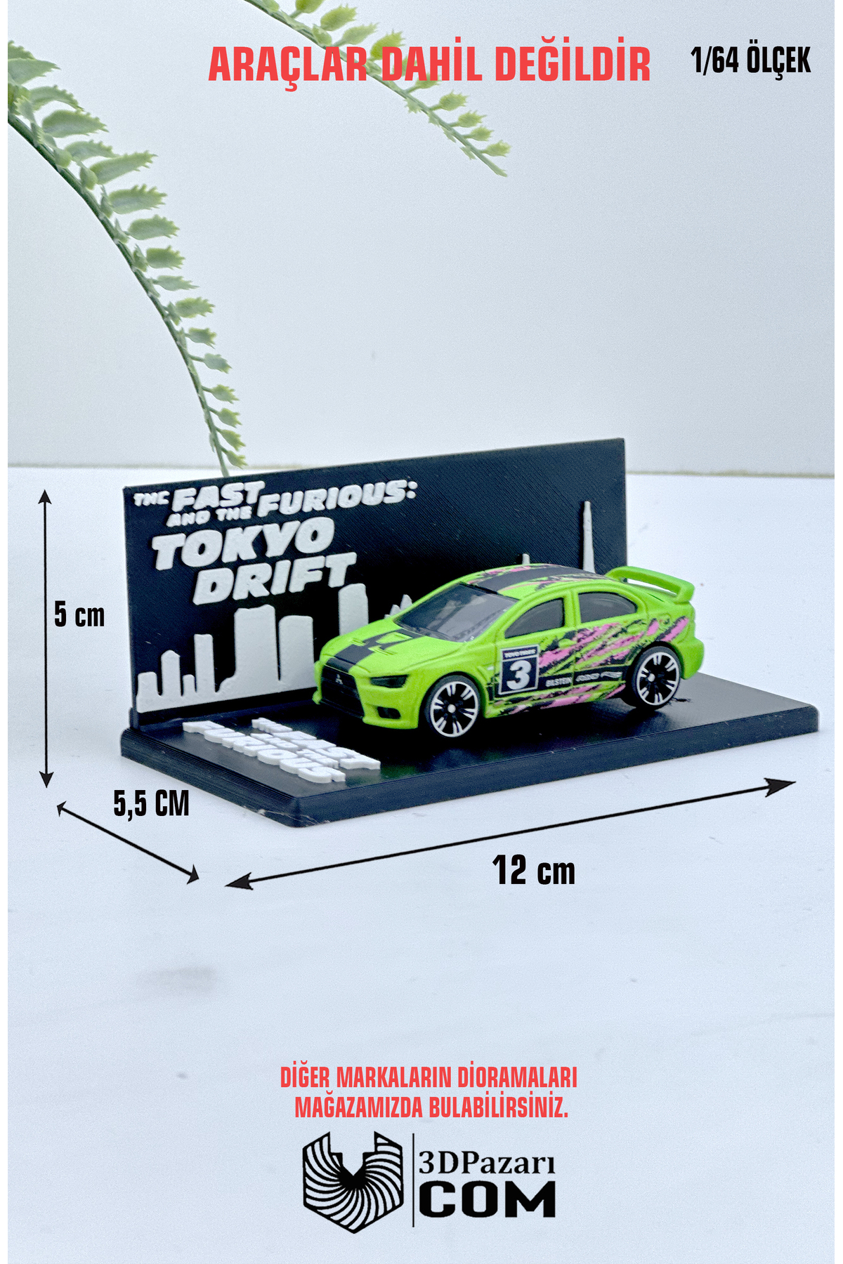 Butik Tokyo Drift Tasarımlı Tekli Mini Diorama Araç Sergileme