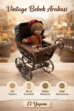 EVVEL ZAMAN ANTİK BEBEK ARABASI