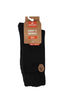 LYKOS Nordsox 1 Çift Siyah Alpaka Yün Karışımlı Havlu Kışlık Erkek Soket Çorap