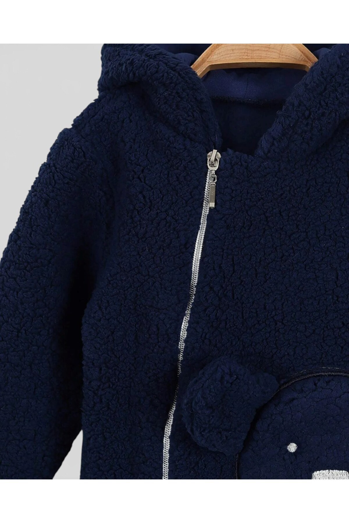 voyyo kids baby Erkek Bebek 1-2-3 Yaş, Ayıcık Nakışlı, Fermuar Detaylı Kuzu Hırka, Ceket, Polar Hırka Ceket fotoğrafı 4 (önizleme)