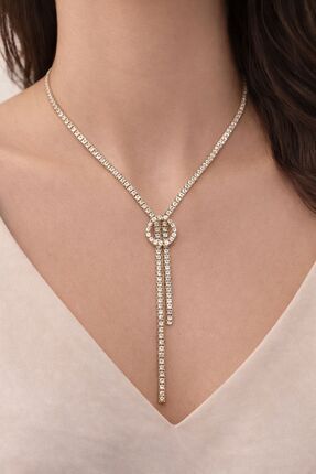 Saros Teknoloji Yuvarlak Taşlı Halkalı Suyolu Kolye - Çelik