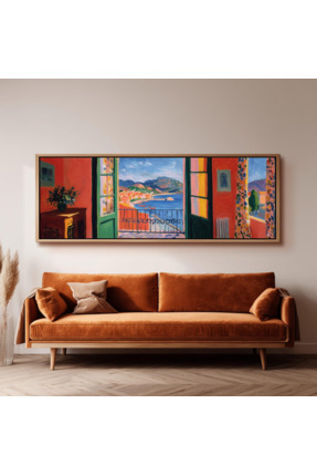 woodhomeworks Tek Parça Gerçek Ahşap Yatay Panorama Çerçeveli Tablo matisse n...