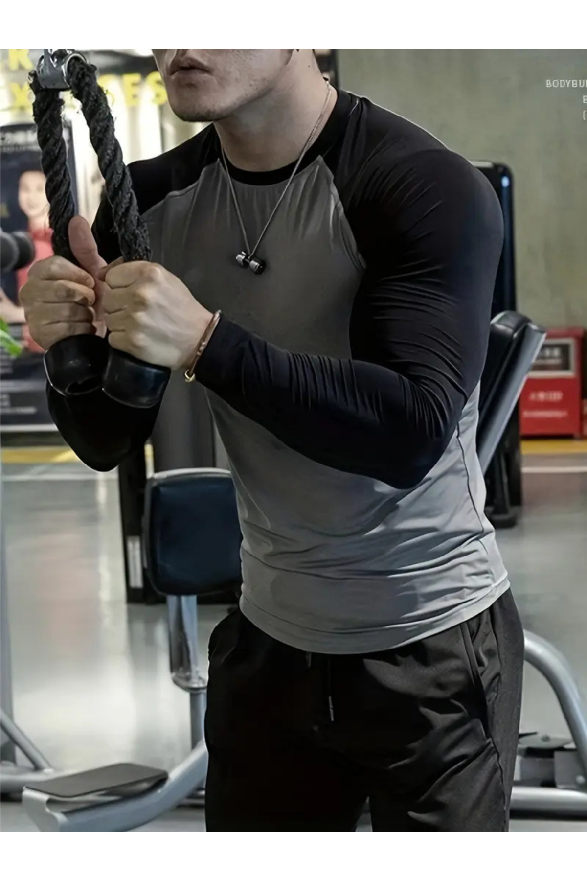 RUTBİL SPORTS Uzun Kol Renkli Body Uzun Kol Fitness Body Gym Body Sporcu Uzun Kol Fitness Body İKİ RENKLİ MODEL görsel 2