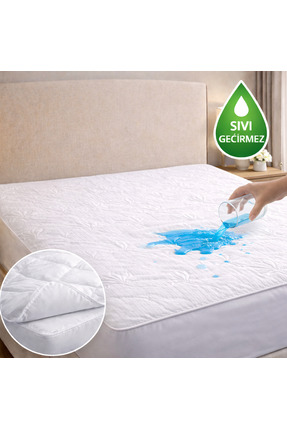 IZAHOUSE LIVING Antibaktariyel Sıvı Geçirmez Çift Kişilik Yatak Alezi