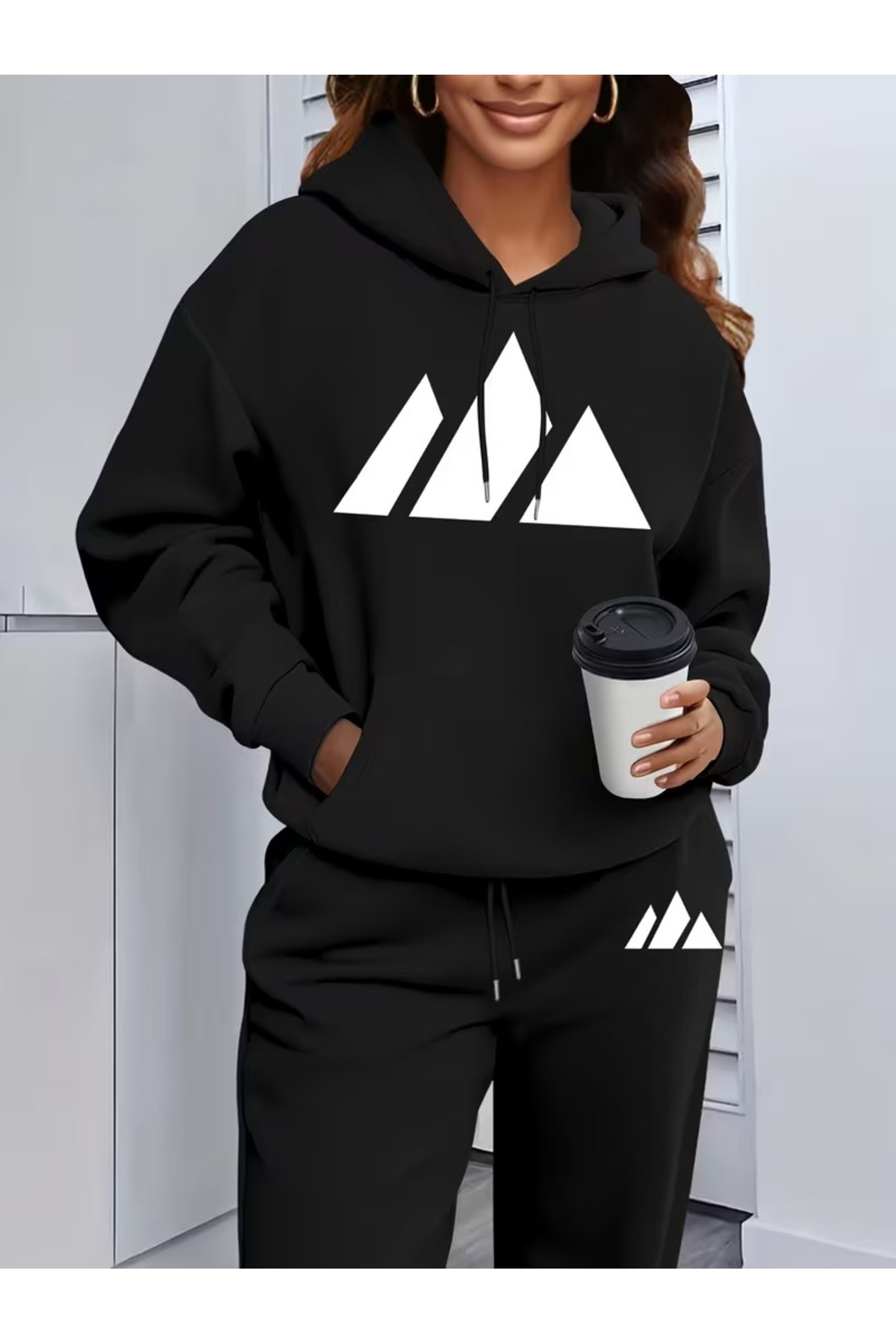 WOODROFFE Σετ φούτερ και φούτερ παντελόνι με γεωμετρικό τρίγωνο λογότυπο με τ...