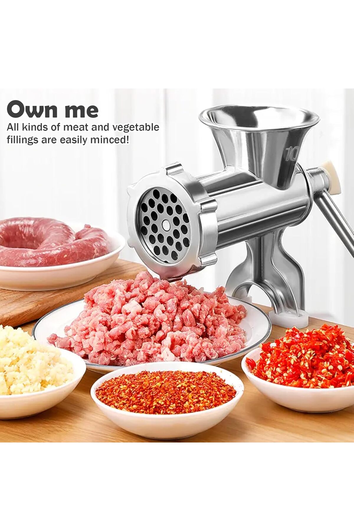 مفرمة لحم يدوية 🥩 – تحكم كامل في فرم اللحم بدون كهرباء - مقاس 10