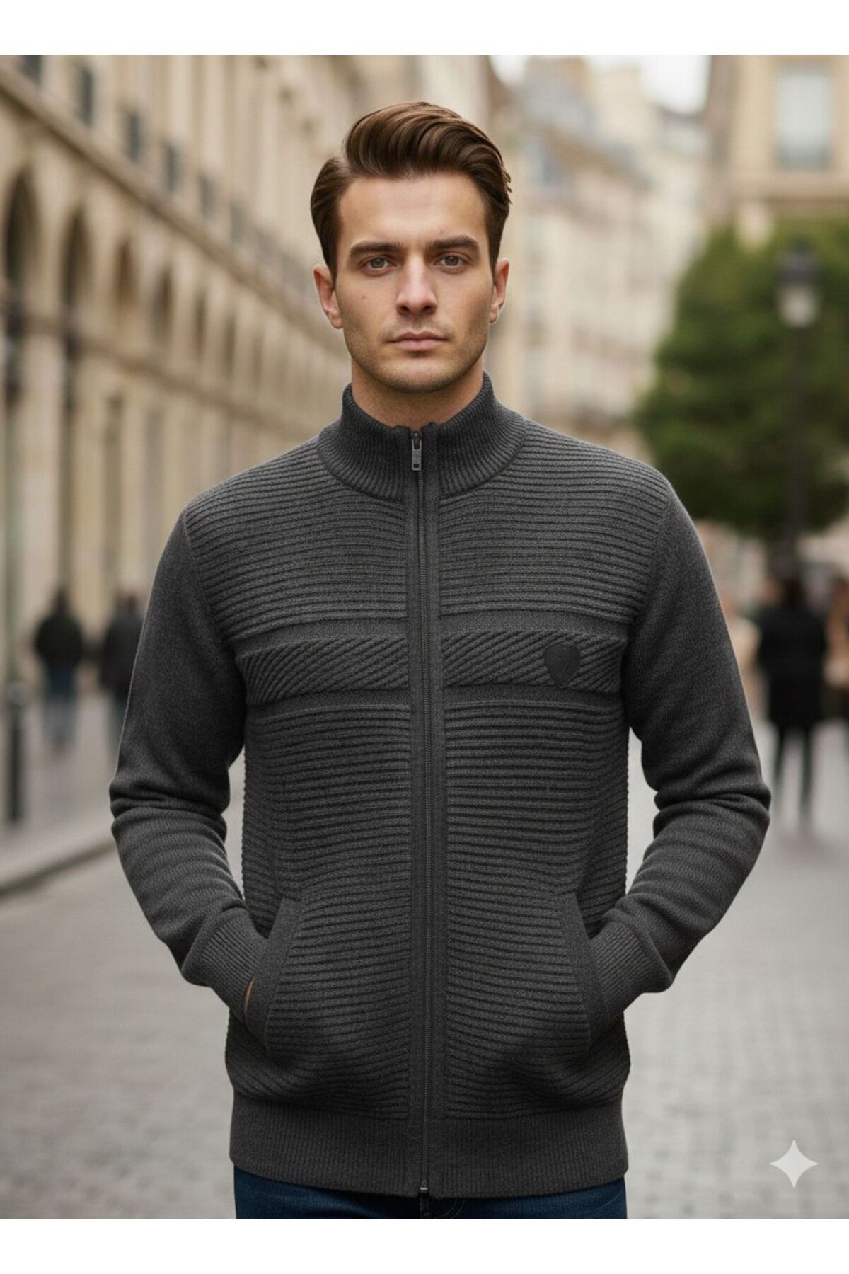 KMKkombin HAKİM YAKA ERKEK FERMUARLI BÜYÜK BEDEN CİFT CEPLİ BABA HIRKA görsel 4
