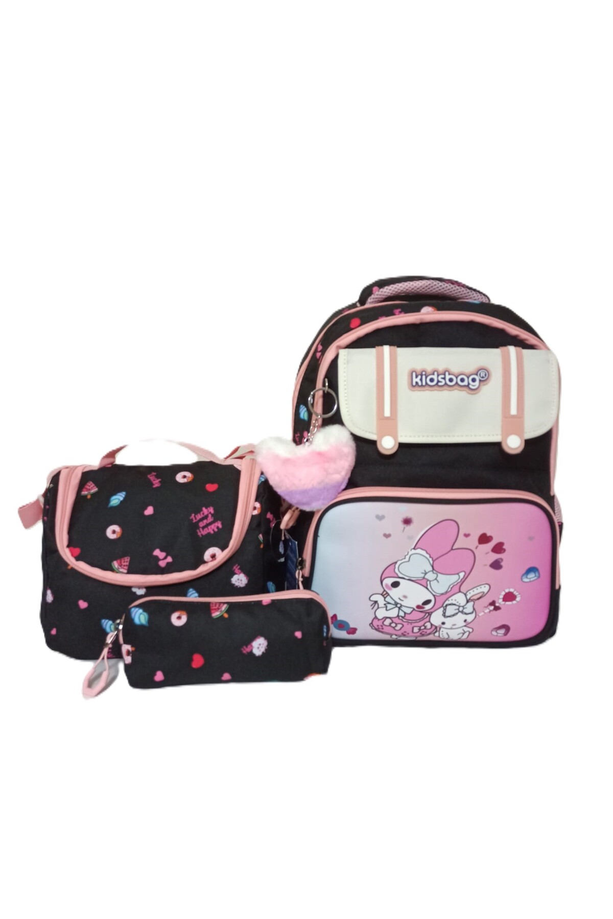 Korean Style Black Girl Orthopedic Primary School Backpack Thermal Nutrition And Pen Holder