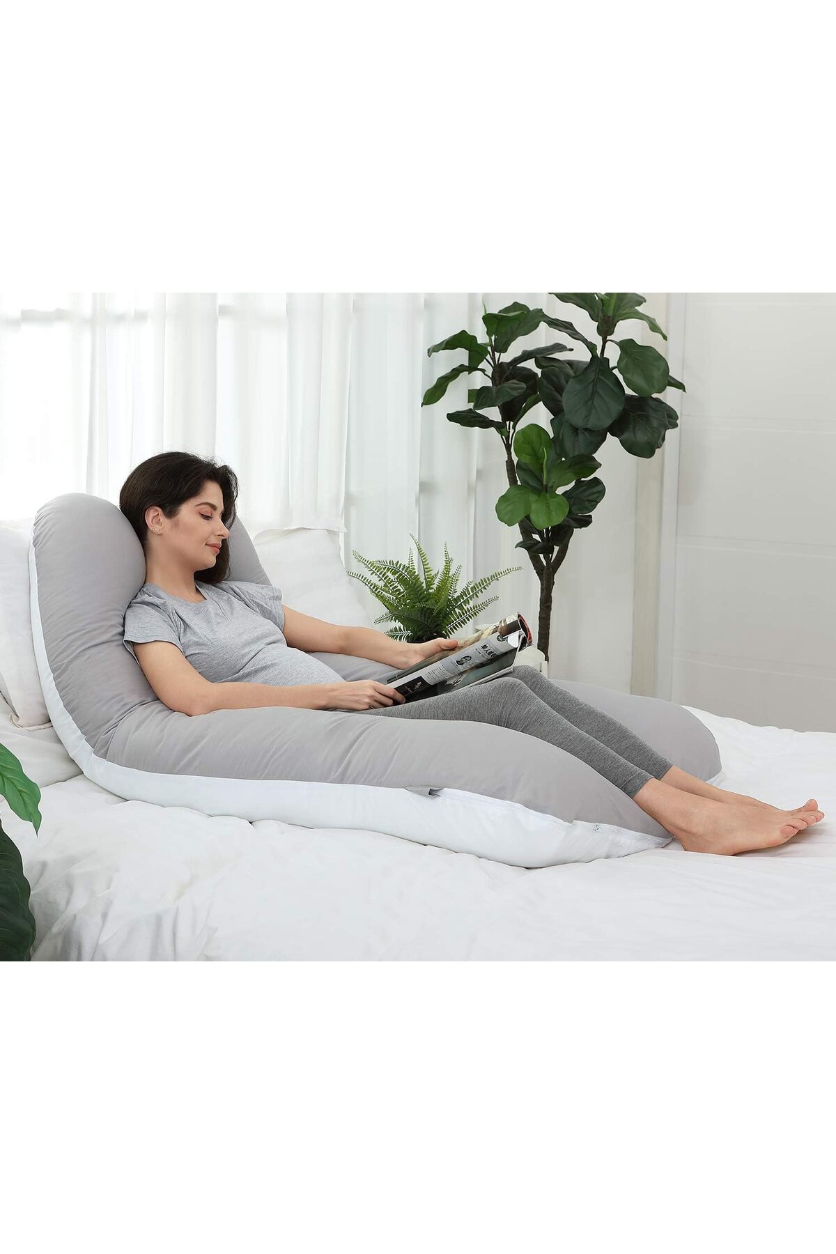 مخدة الحامل لدعم الظهر و البطن اثناء الحمل وبعده لنوم امن ومريح وغطاء قابل للغسيل 🤰- وسادة حوامل