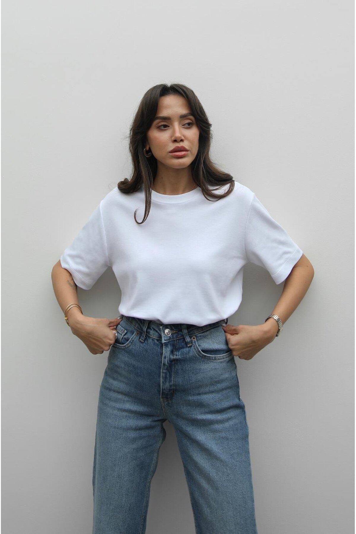 Havoş Λευκό μπλουζάκι με λαιμόκοψη από 100% βαμβάκι