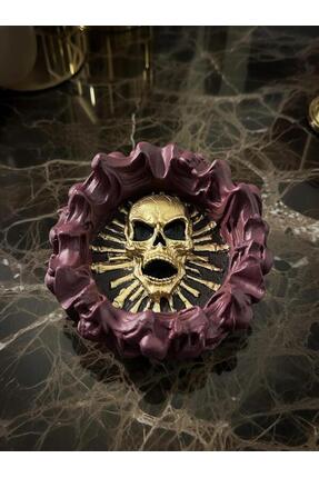 FC Atelier El Yapımı Bordo Altın Detaylı Kafatası Biblo
