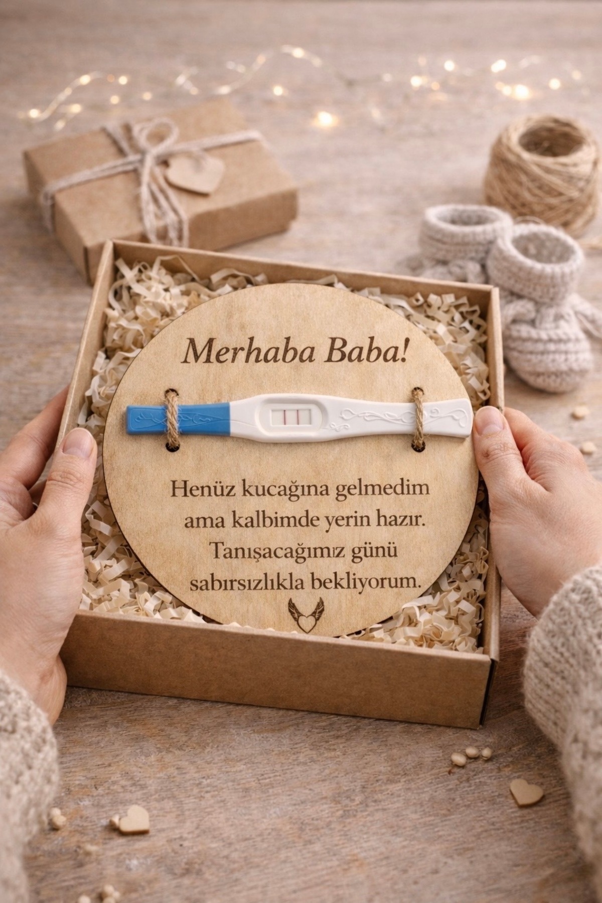 Reparix Design Merhaba Baba! Hamilelik Müjdesi Ahşap Plaket – Bebek Sürpriz Hediyesi fotoğrafı 3 (önizleme)