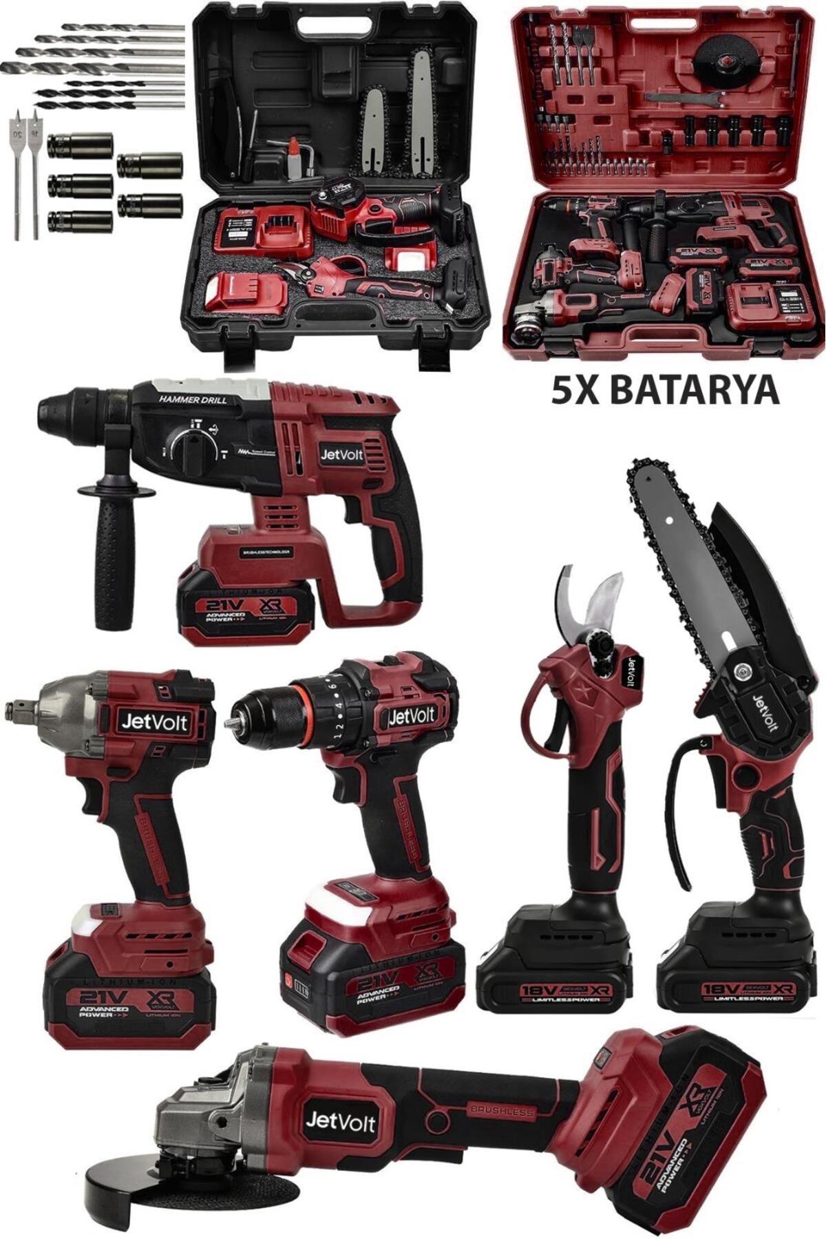 超次元 セット JetVolt Ultra Profesyonel 21v 2.0ah 2 Çantalı 5 Bataryalı Kömürsüz