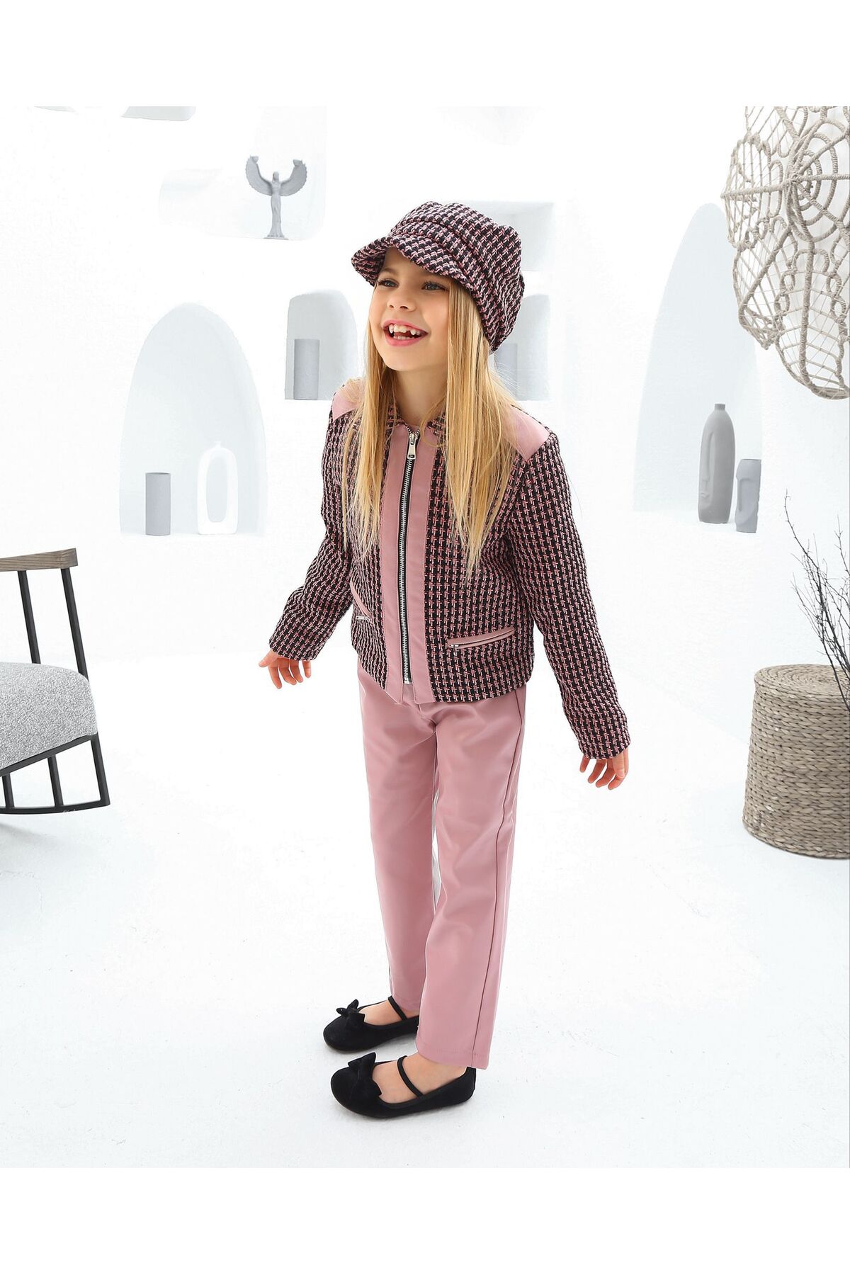 KOKOŞ BEBEK Şanel Kumaş Deri Detaylı Ceket & Deri Pantolon & Şapka | 3’lü Kombin | 3-12 Yaş - 314311 fotoğrafı 3 (önizleme)