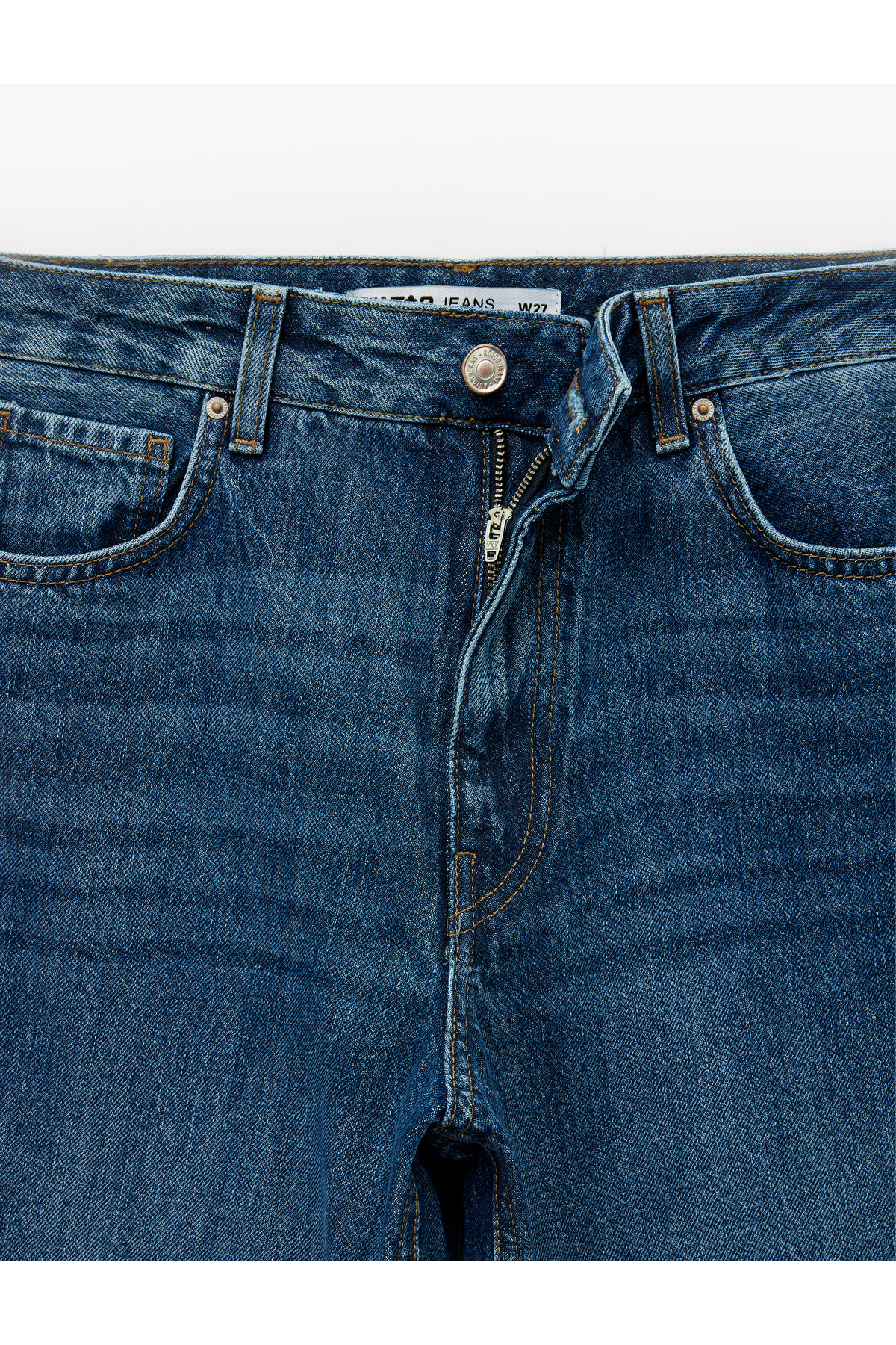 شلوار جین گشاد با دکمه و جیب از جنس پنبه - Baggy Jeans