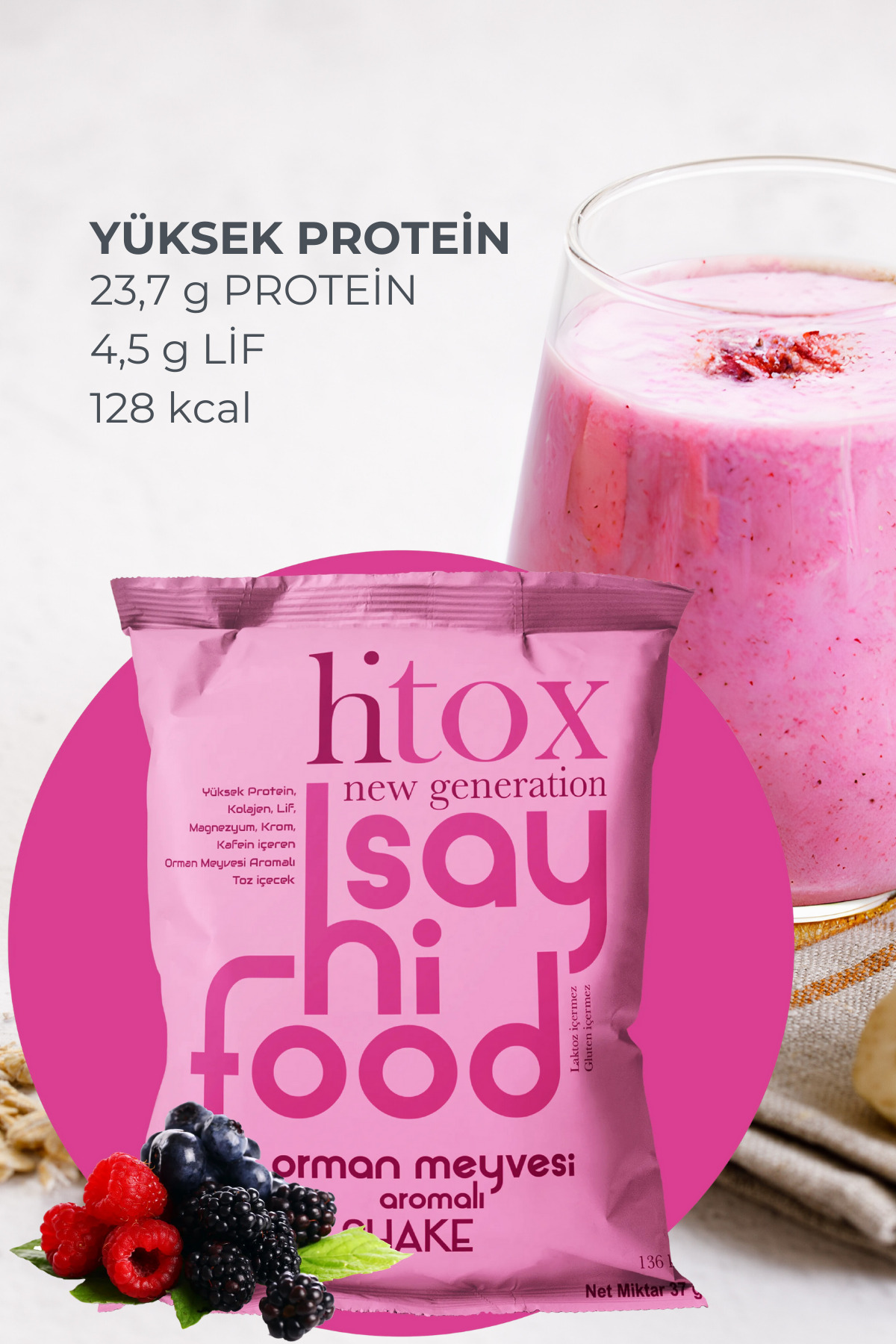 HİTOX Orman Meyveli Yüksek Proteinli Toz (Magnezyum, Kolajen, Whey