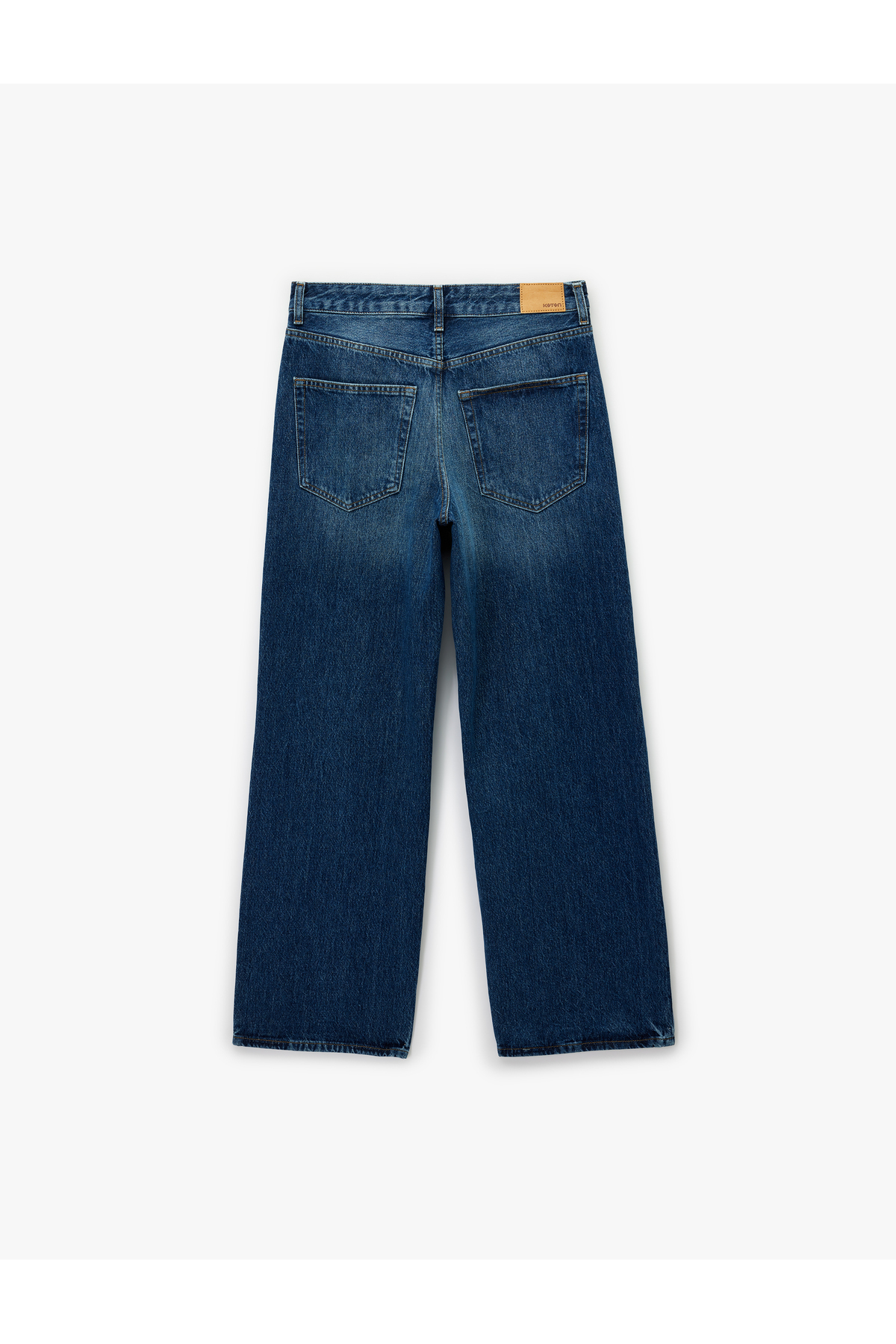 شلوار جین گشاد با دکمه و جیب از جنس پنبه - Baggy Jeans