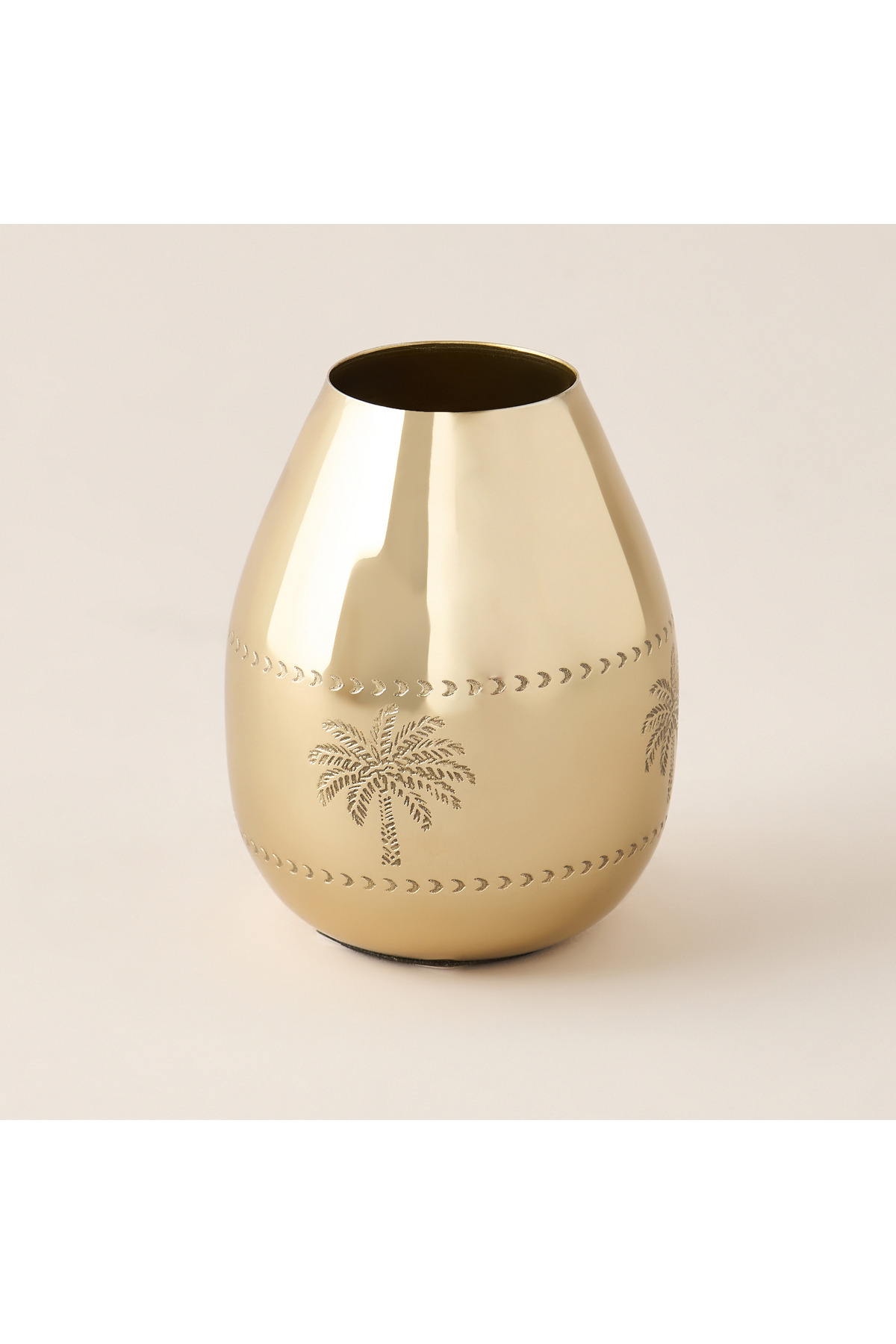 Lifestyle Palm Tree Engraved Metal Vase - 8x8x10 cms