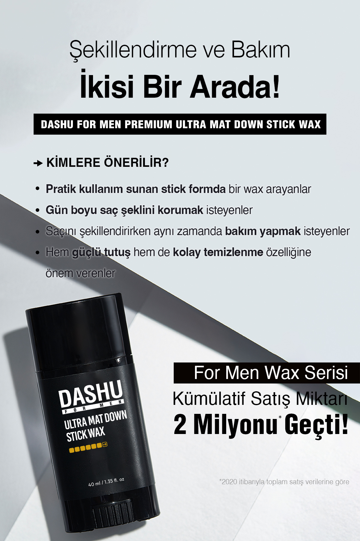 Pratik, Ultra Güçlü Kalıntı Bırakmayan Mat Stick Wax For Men Premium Ultra Mat Down Stick Wax — 8706 — تصویر 3 از 9