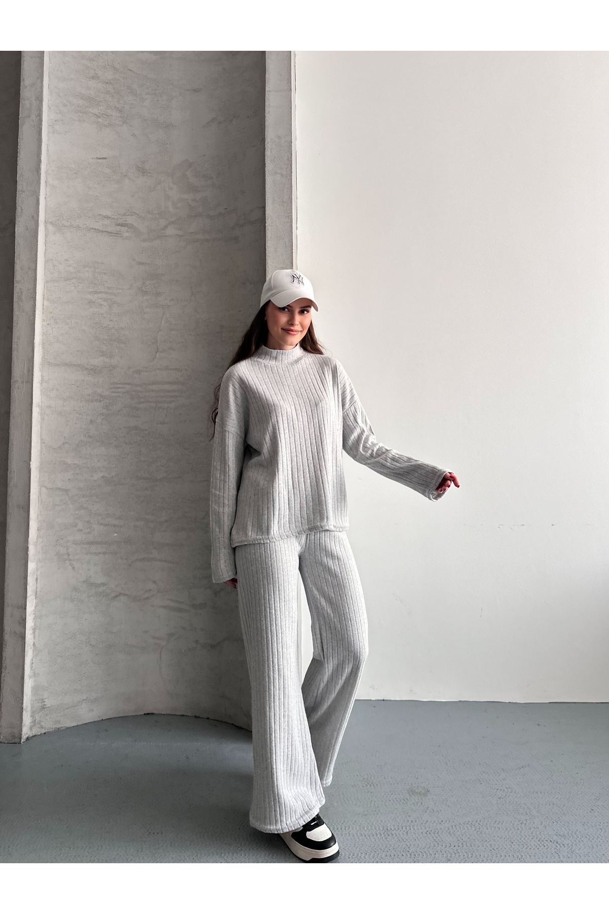 Women's Turtleneck Raised Interlock Double Set