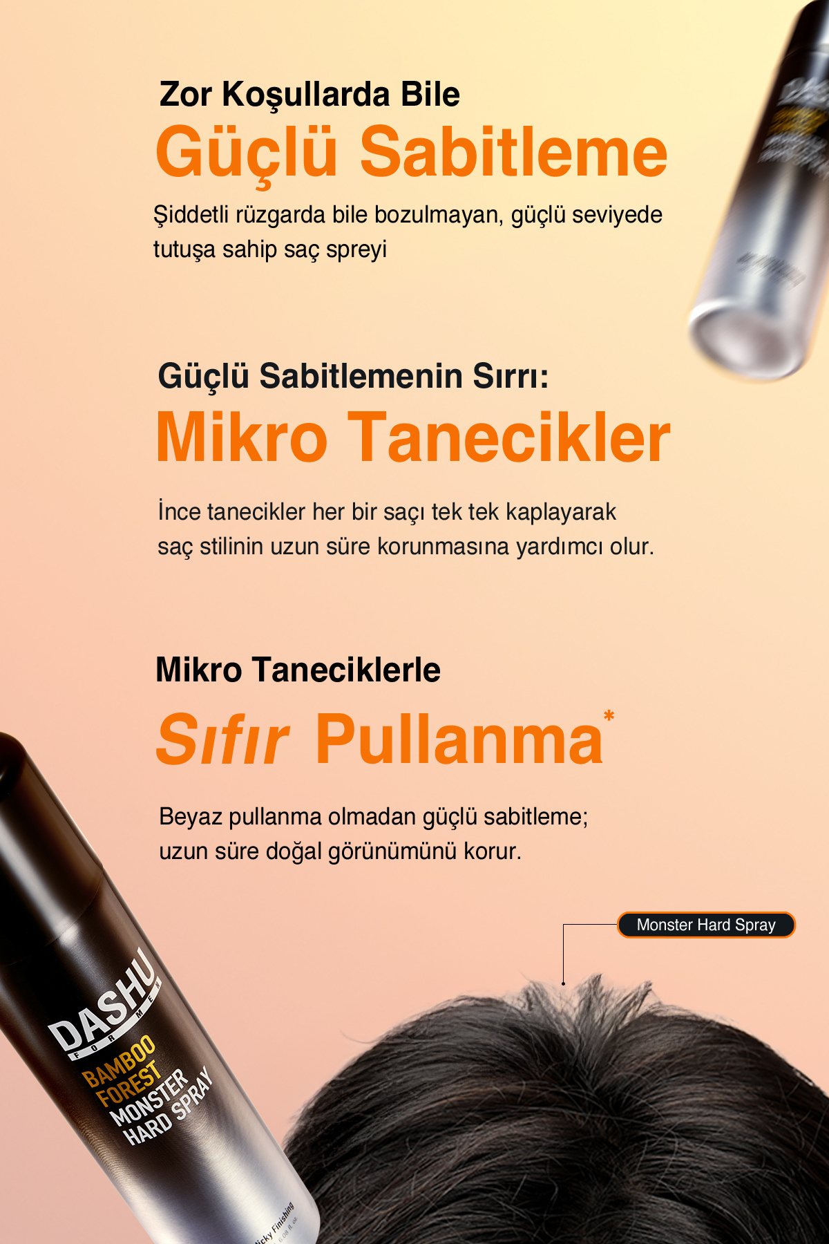 Anında Etkili Ultra Güçlü Saç Sabitleyici Sprey For Men Bamboo Forest Monster Hard Spray — 8761 — تصویر 5 از 9