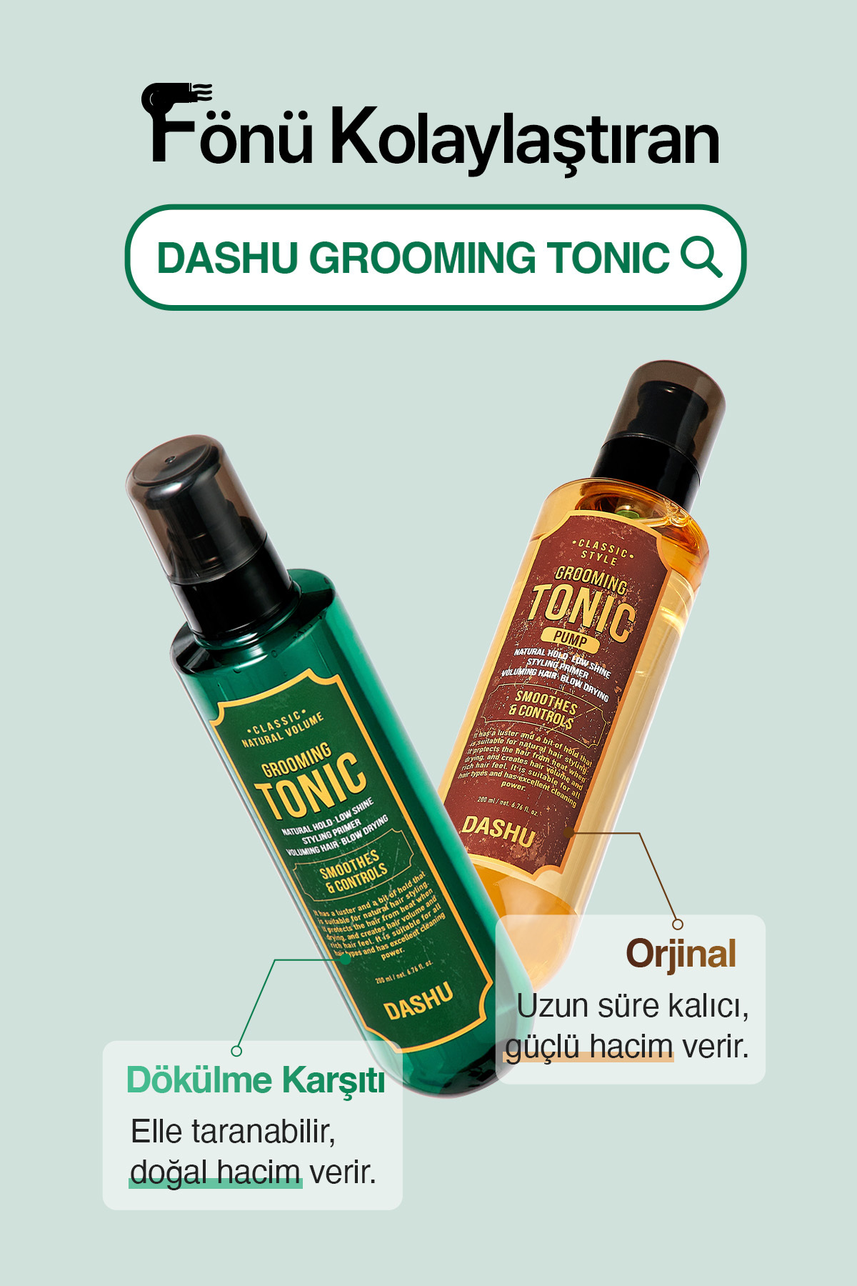 Dökülme Karşıtı Hacim Veren Saç Bakım Toniği - Fön Suyu Classic Style Grooming Tonic Pump — 8730 — تصویر 8 از 9