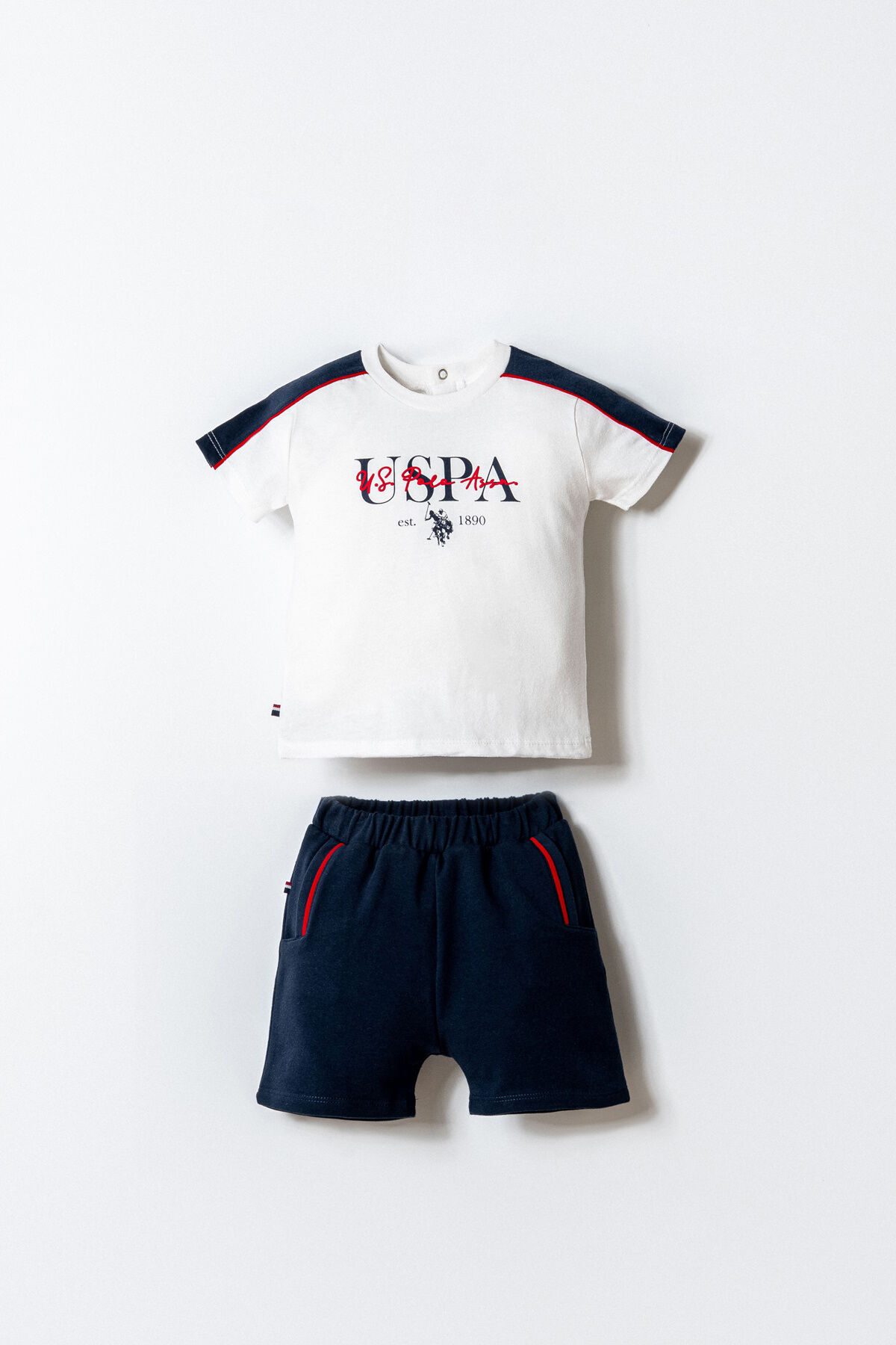 U.S. Polo Assn. Baby Boy White Shorts Set