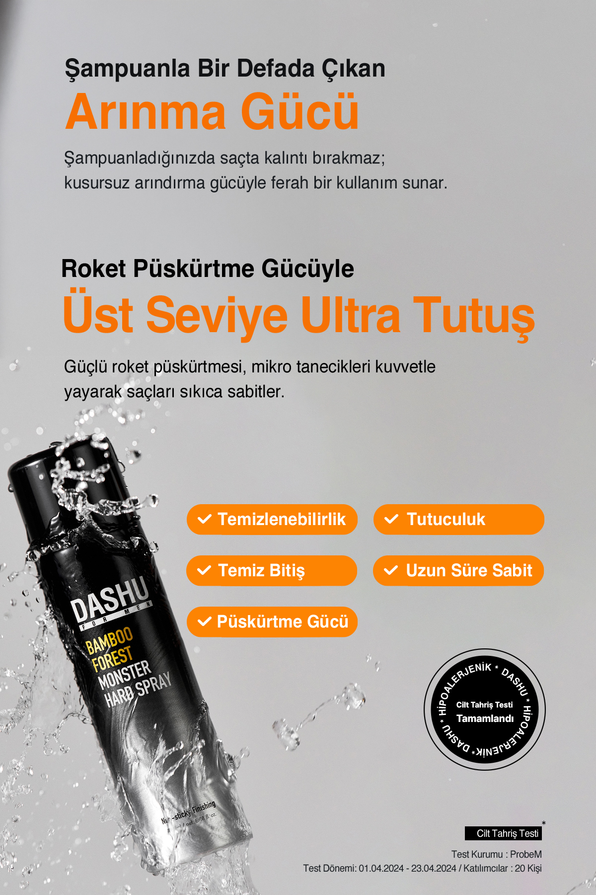 Anında Etkili Ultra Güçlü Saç Sabitleyici Sprey For Men Bamboo Forest Monster Hard Spray — 8761 — تصویر 6 از 9