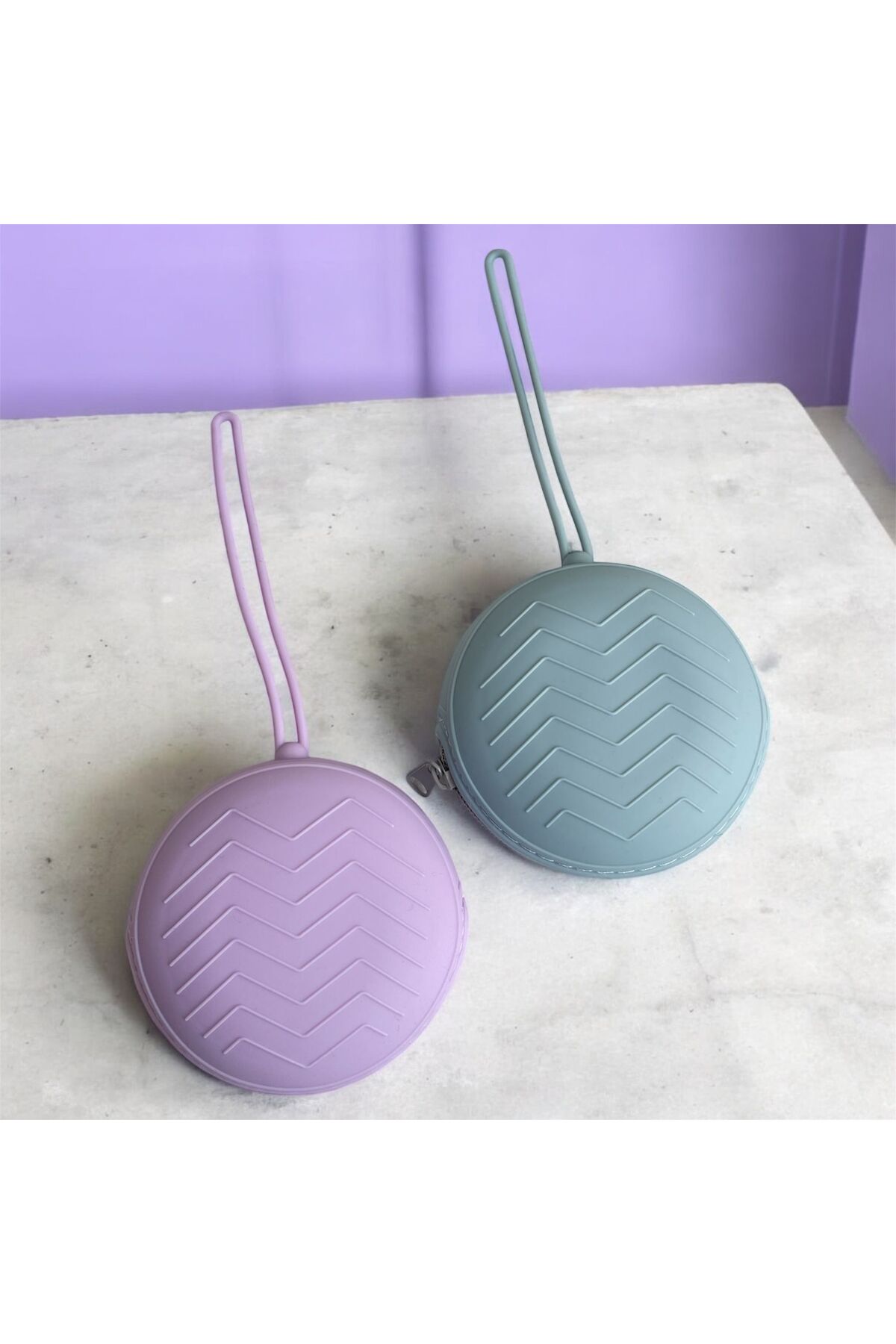 The Cloudish Shop Silikon Emzik Saklama Kutusu Emzik Tutucu Taşınabilir Askılı Fermuarlı - LİLA fotoğrafı 4 (önizleme)