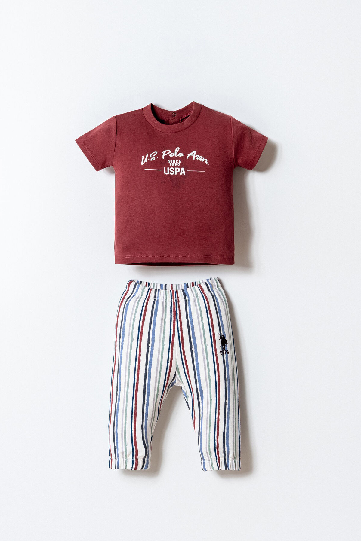 U.S. Polo Assn. Baby Boy Burgundy Shorts Set