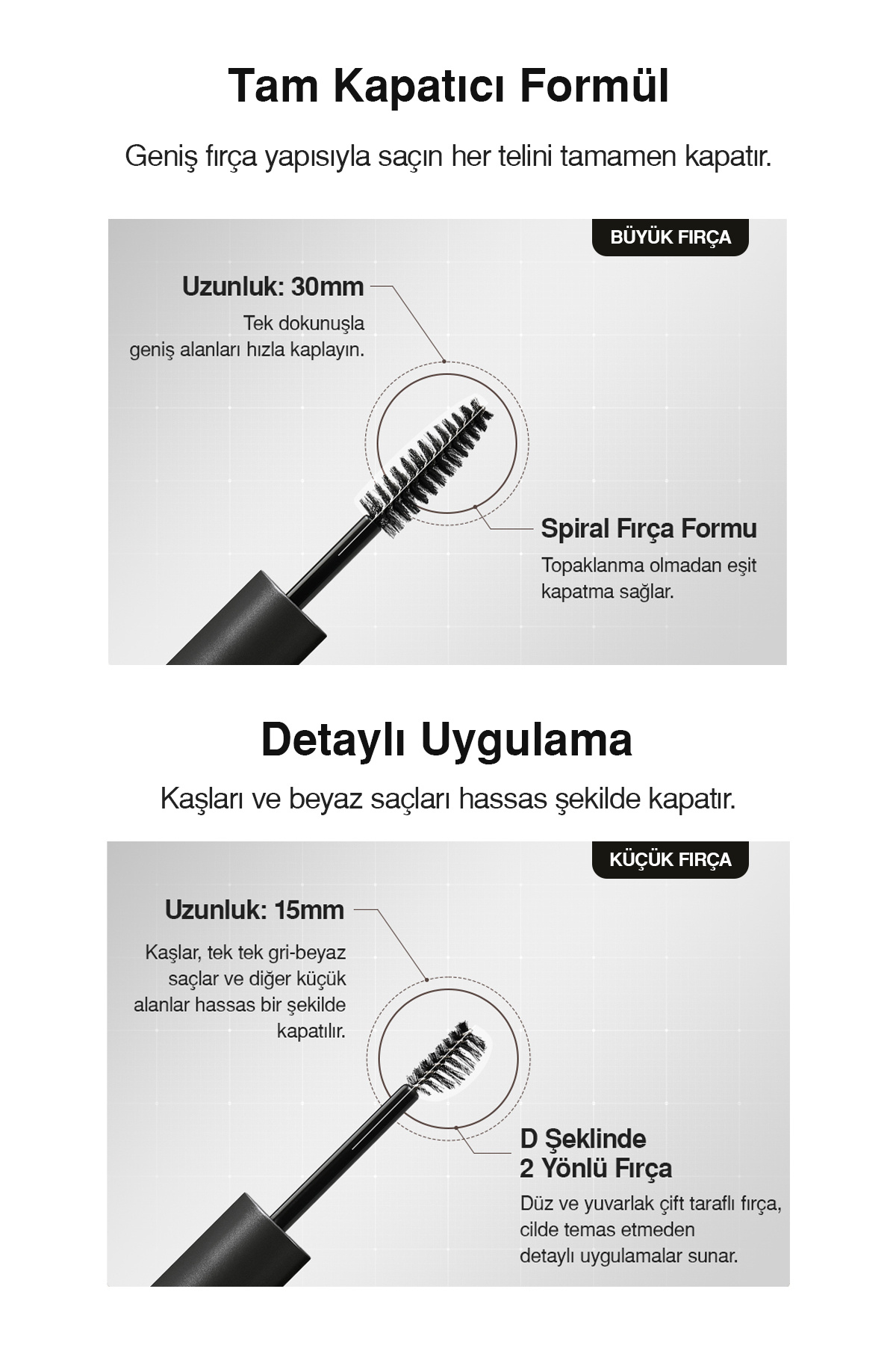 Suya ve Tere Dayanıklı, Kapatıcı Siyah Saç-Kaş Maskarası Daily Dual Hair Cover Mascara [Black] — مشکی 111667 — تصویر 5 از 9