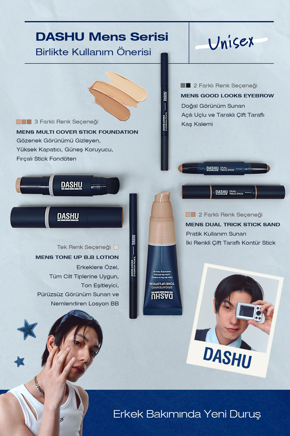 Doğal Görünümlü, Açılı Uçlu ve Taraklı Çift Taraflı Kaş Kalemi Mens Good Looks Eyebrow [Black] — مشکی 111662 — تصویر 9 از 9