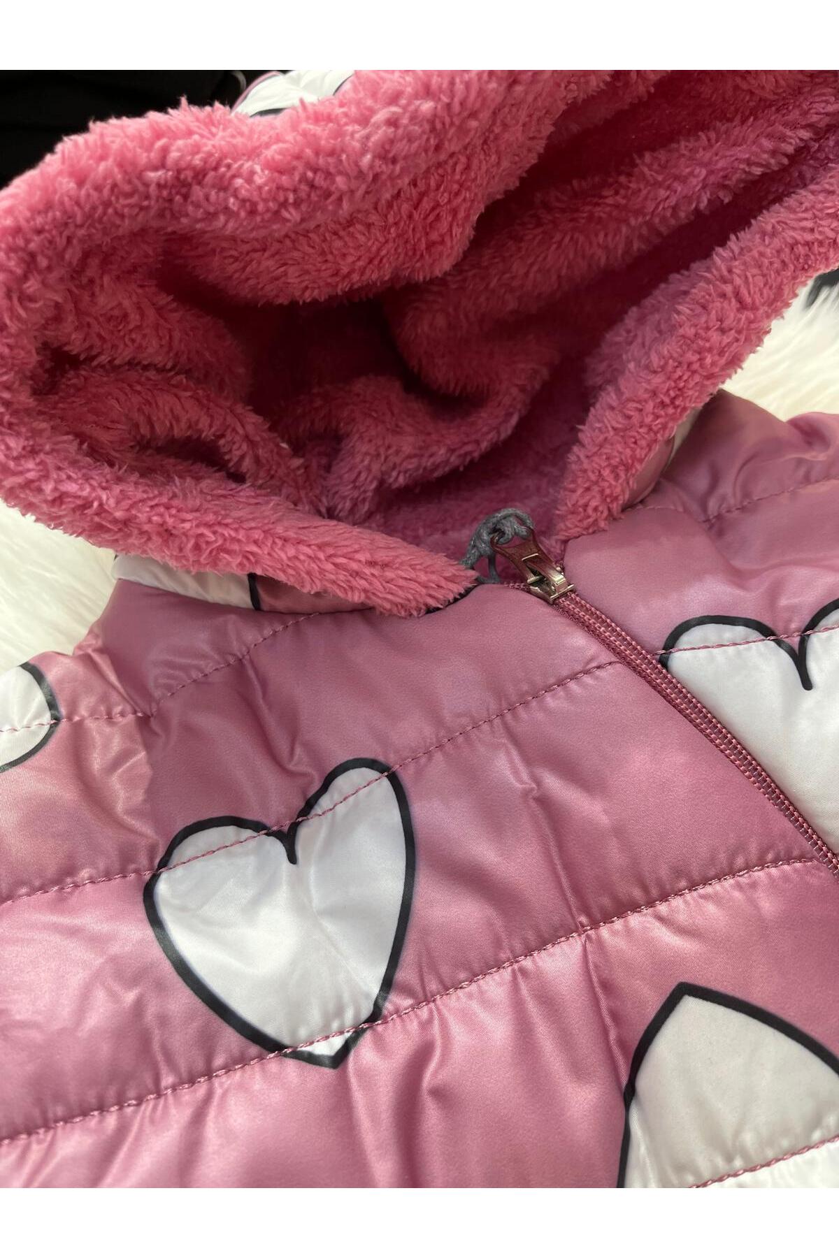 mayakids KALP DESENLİ PEMBE İÇ KISMI PELUŞ ASTRONOT KIZ ÇOCUK MONT fotoğrafı 3 (önizleme)