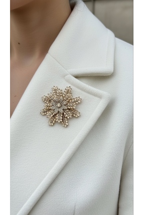 Âlâ Atelier Gold kar tanesi kristal taşlı broş
