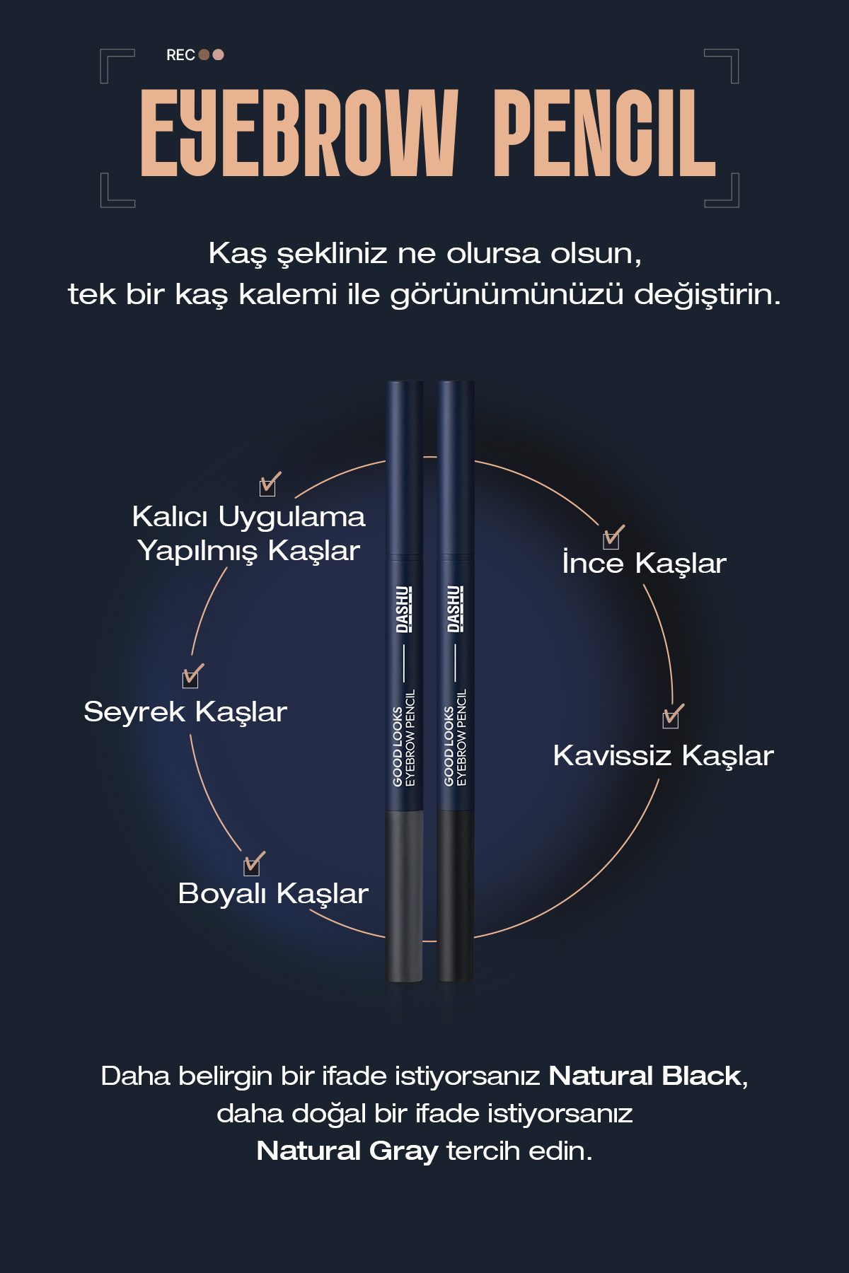 Doğal Görünümlü, Açılı Uçlu ve Taraklı Çift Taraflı Kaş Kalemi Mens Good Looks Eyebrow [Black] — مشکی 111662 — تصویر 7 از 9