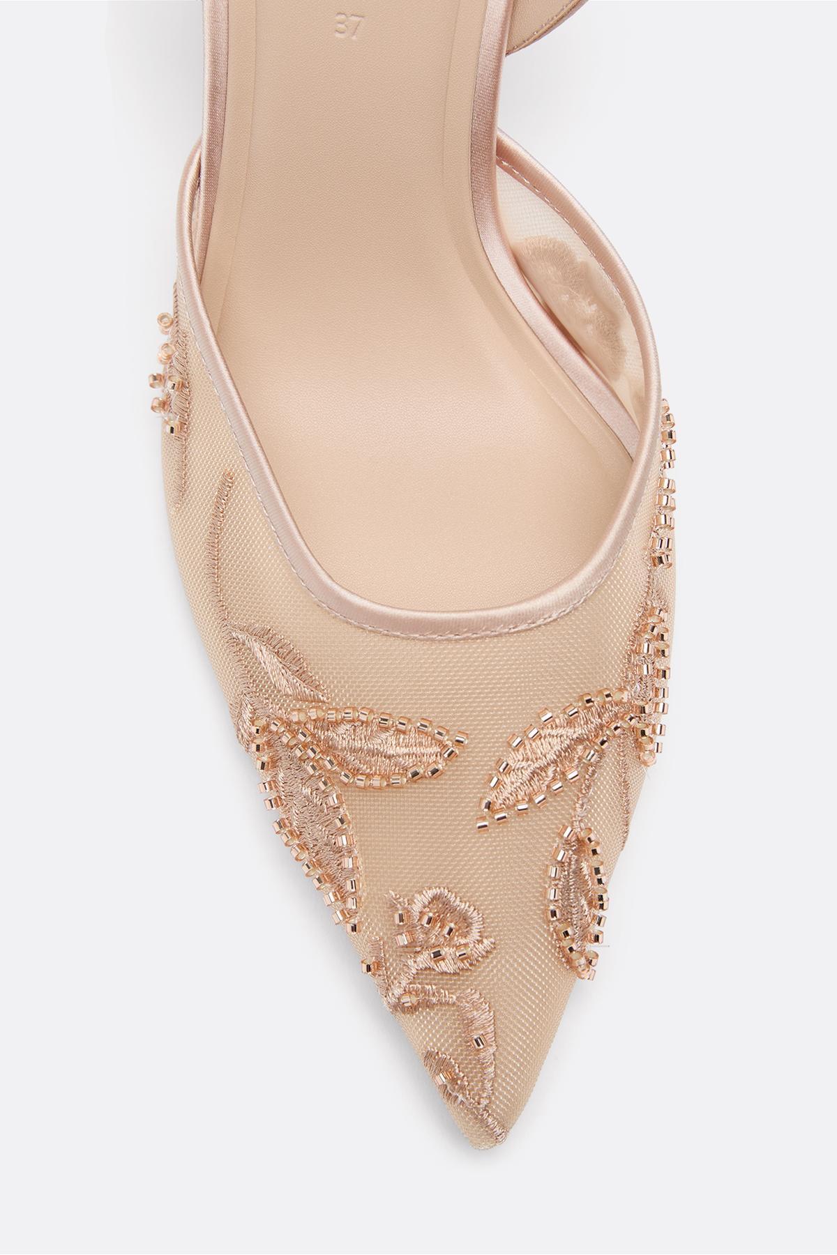 Stradivarius  Taşlı file topuklu ayakkabı - Görsel 3