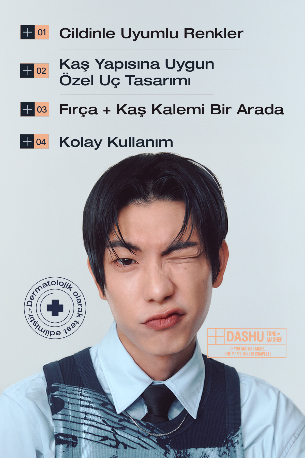 Doğal Görünümlü, Açılı Uçlu ve Taraklı Çift Taraflı Kaş Kalemi Mens Good Looks Eyebrow [Black] — مشکی 111662 — تصویر 6 از 9