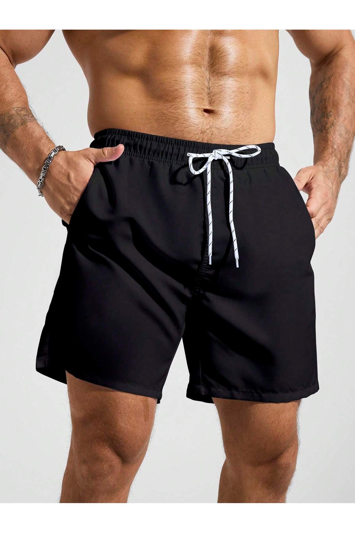 ZİYMO Men's Combed Cotton Lace-Up Shorts