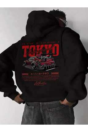 ISTABRAK ERKEK Erkek Kapüşonlu Hoodie Racer Element Slogan Baskılı Kanguru Ce...