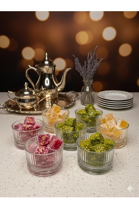 GACASA 6'lı Şık ve Dekoratif Cam Lokumluk
