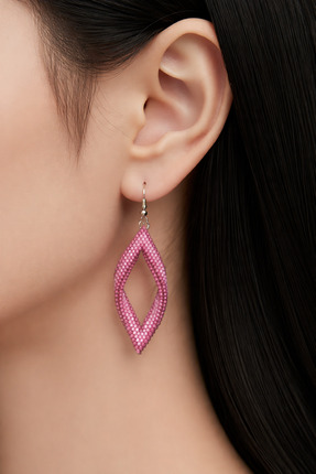 Her Touch El Yapımı Özel Tasarım Miyuki Detaylı Çelik Küpe