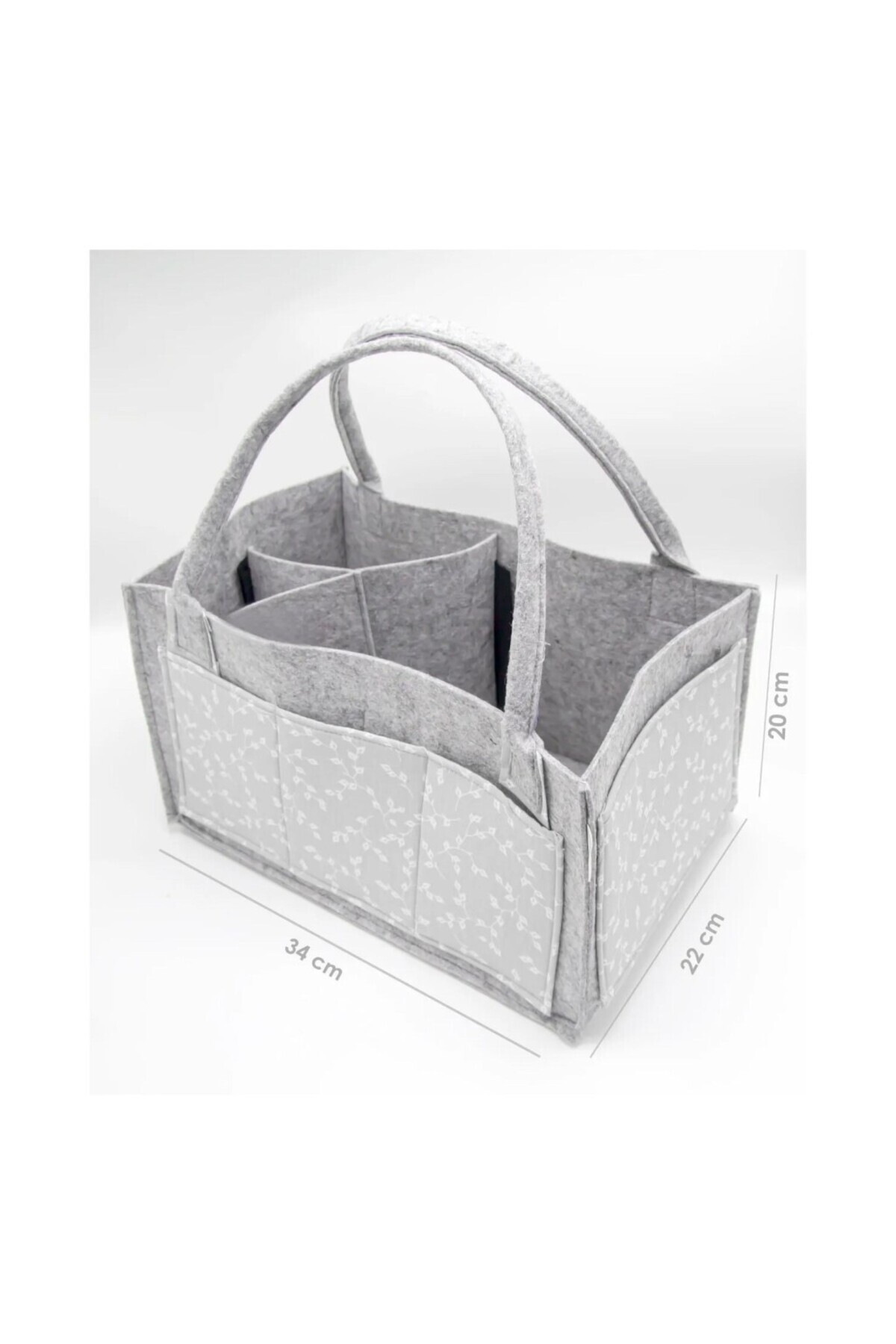 DGSTYL3 Keçe Anne Bebek Bakım Çantası 772 Gri Çiçek fotoğrafı 2 (önizleme)