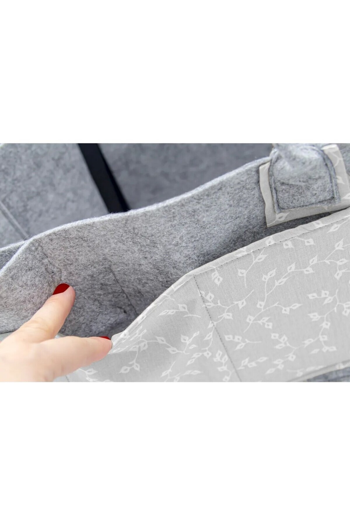 DGSTYL3 Keçe Anne Bebek Bakım Çantası 772 Gri Çiçek fotoğrafı 4 (önizleme)