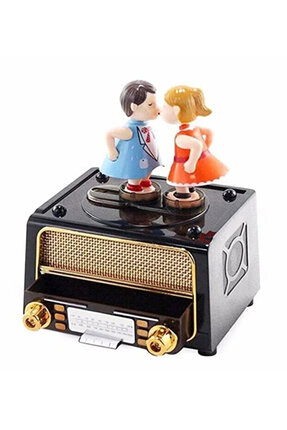 Bertuğ Hediyelik Nostaljik Radyo Tasarımlı Dans Eden Figürlü Müzik Kutusu