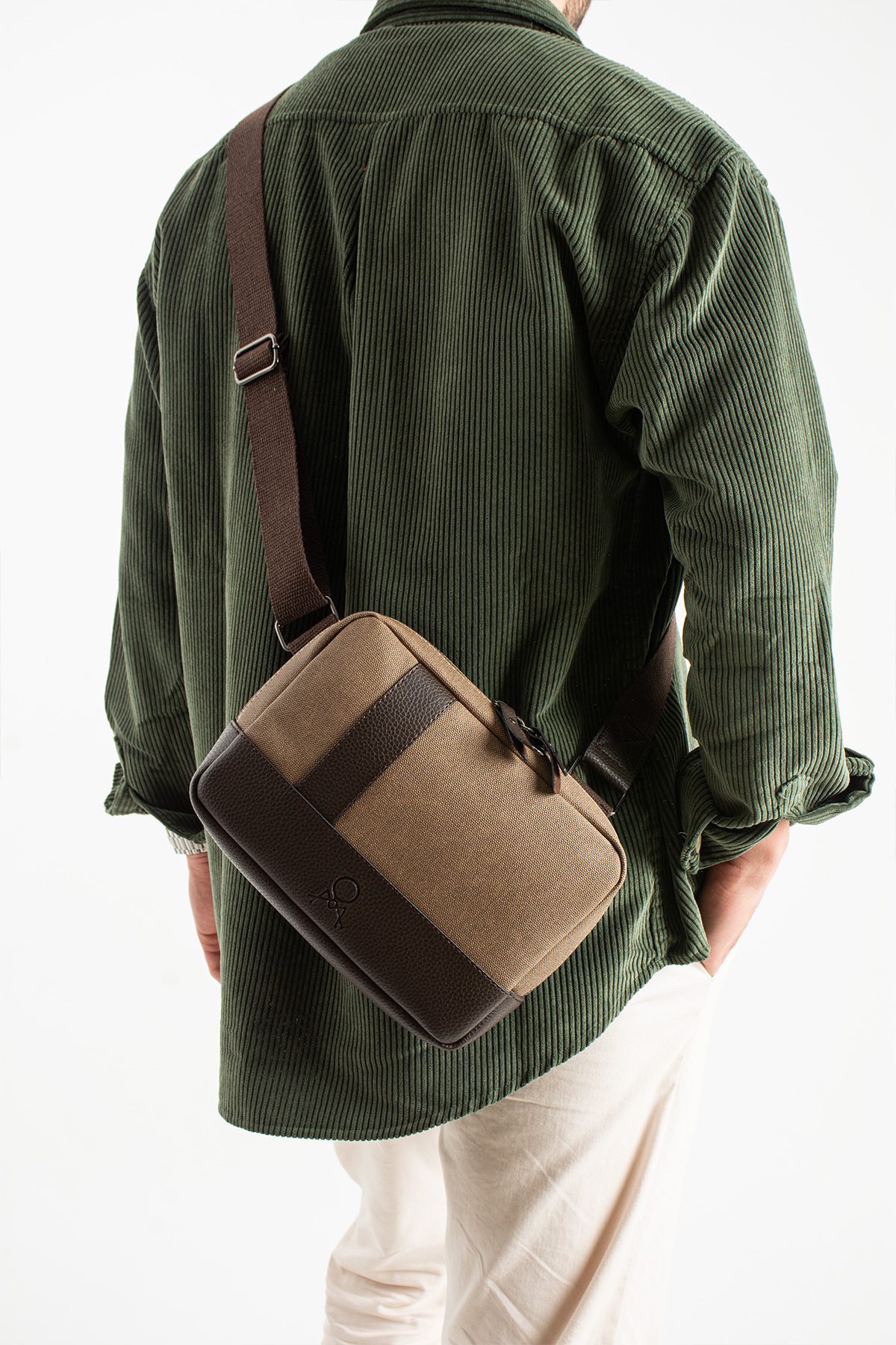 KASVA DERİ  Kanvas Kumaş Çapraz Çanta Unisex Tablet Çanta Askılı Omuz Çantası - Görsel 3